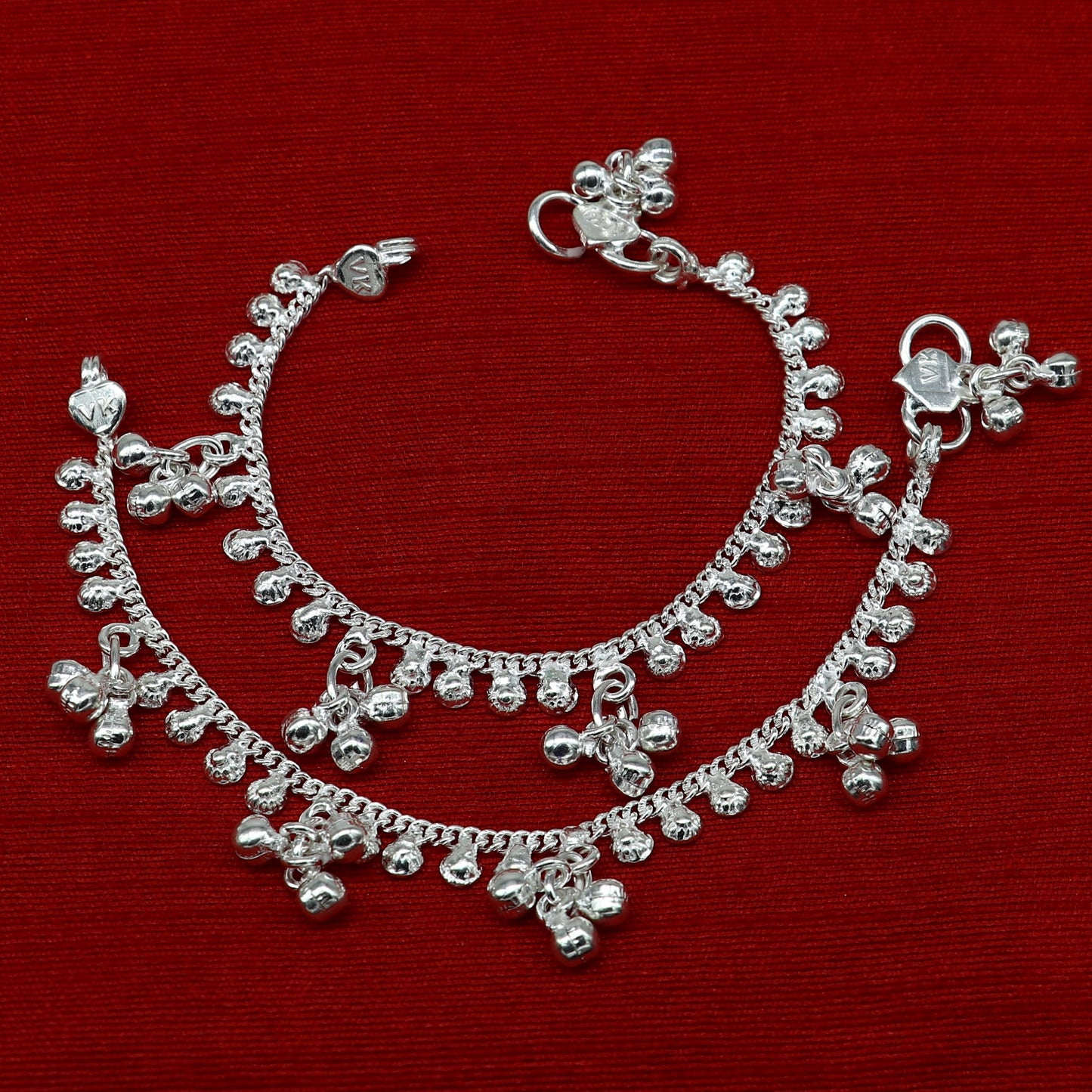 5.5" inch handmade solid sterling silver baby kids ankle bracelet unisex baby anklet foot bracelet customized charm kids bracelet ank423 - TRIBAL ORNAMENTS