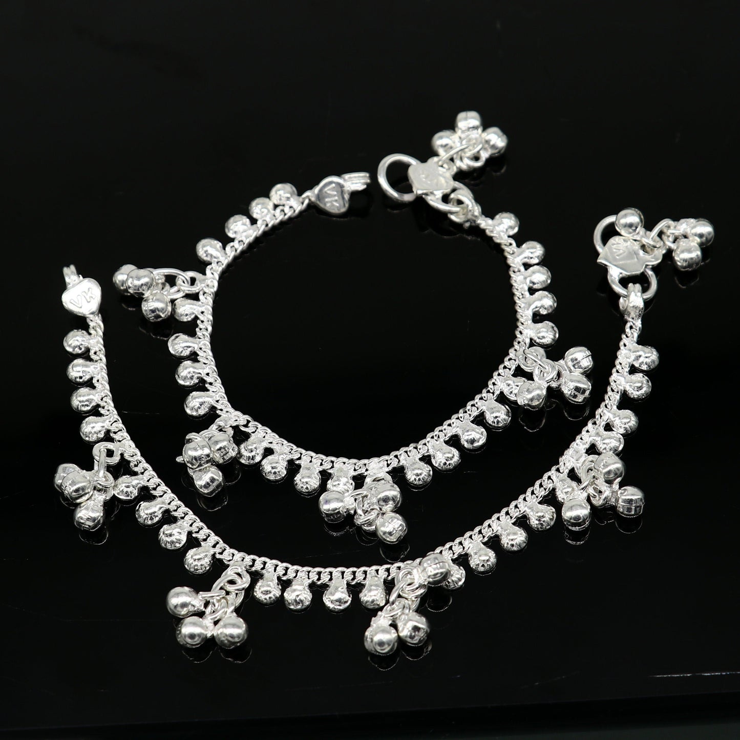 5.5" inch handmade solid sterling silver baby kids ankle bracelet unisex baby anklet foot bracelet customized charm kids bracelet ank423 - TRIBAL ORNAMENTS