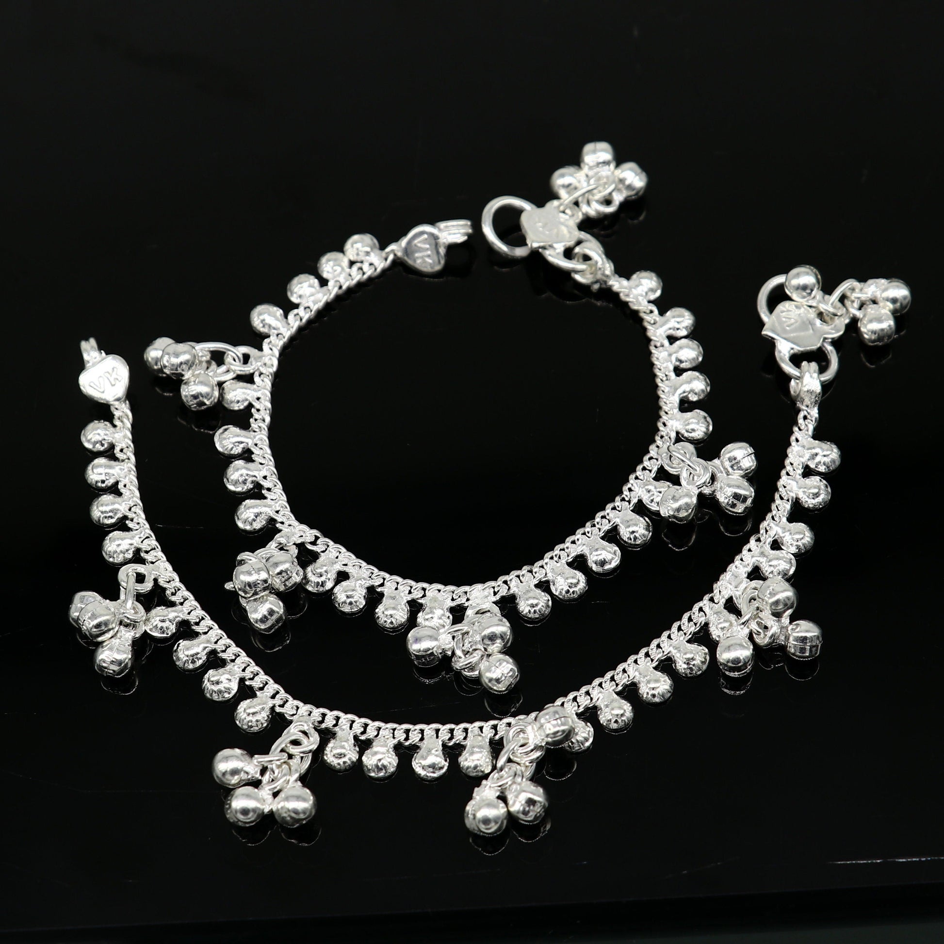 5.5" inch handmade solid sterling silver baby kids ankle bracelet unisex baby anklet foot bracelet customized charm kids bracelet ank423 - TRIBAL ORNAMENTS