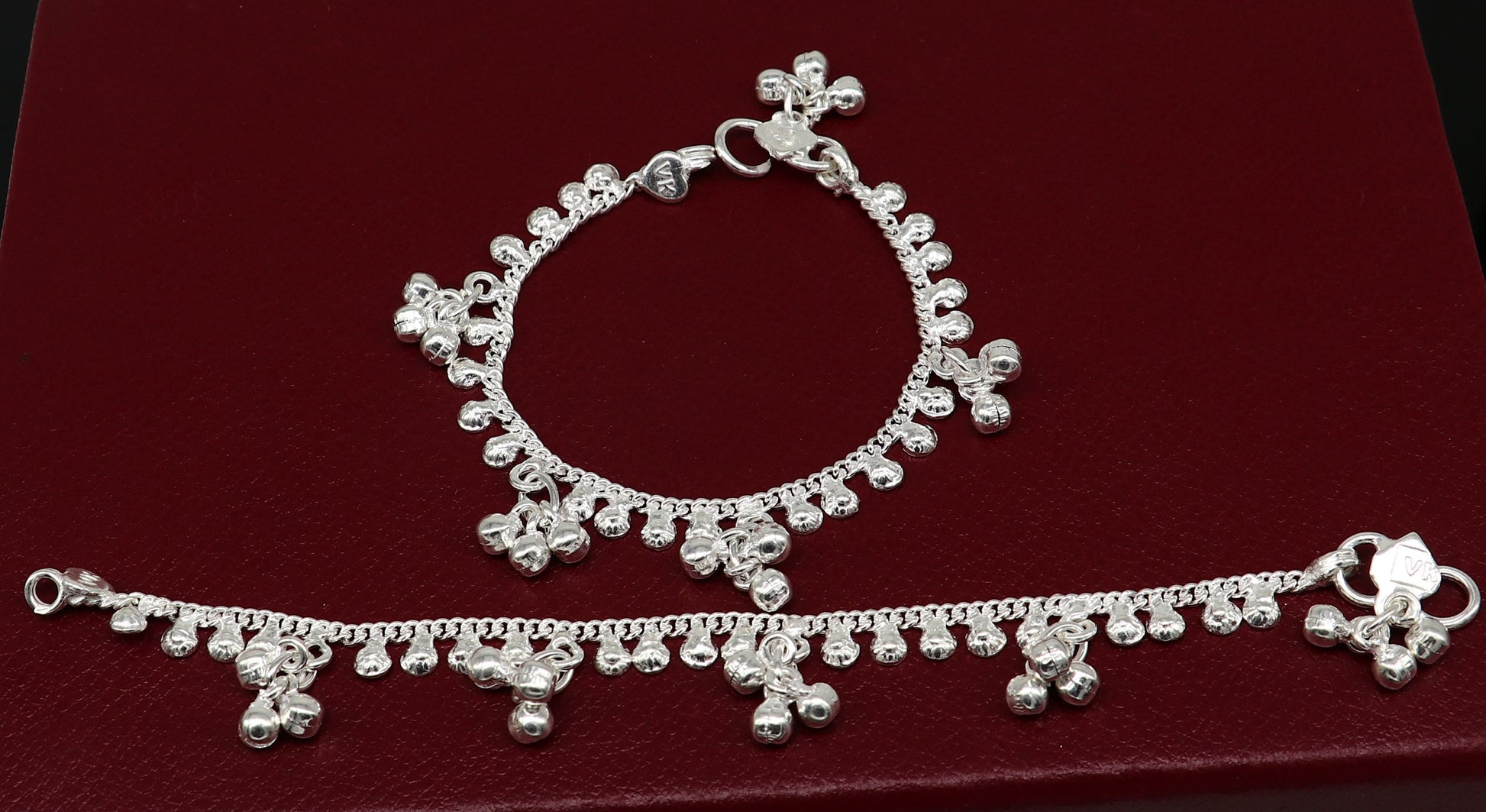 5.5" inch handmade solid sterling silver baby kids ankle bracelet unisex baby anklet foot bracelet customized charm kids bracelet ank423 - TRIBAL ORNAMENTS