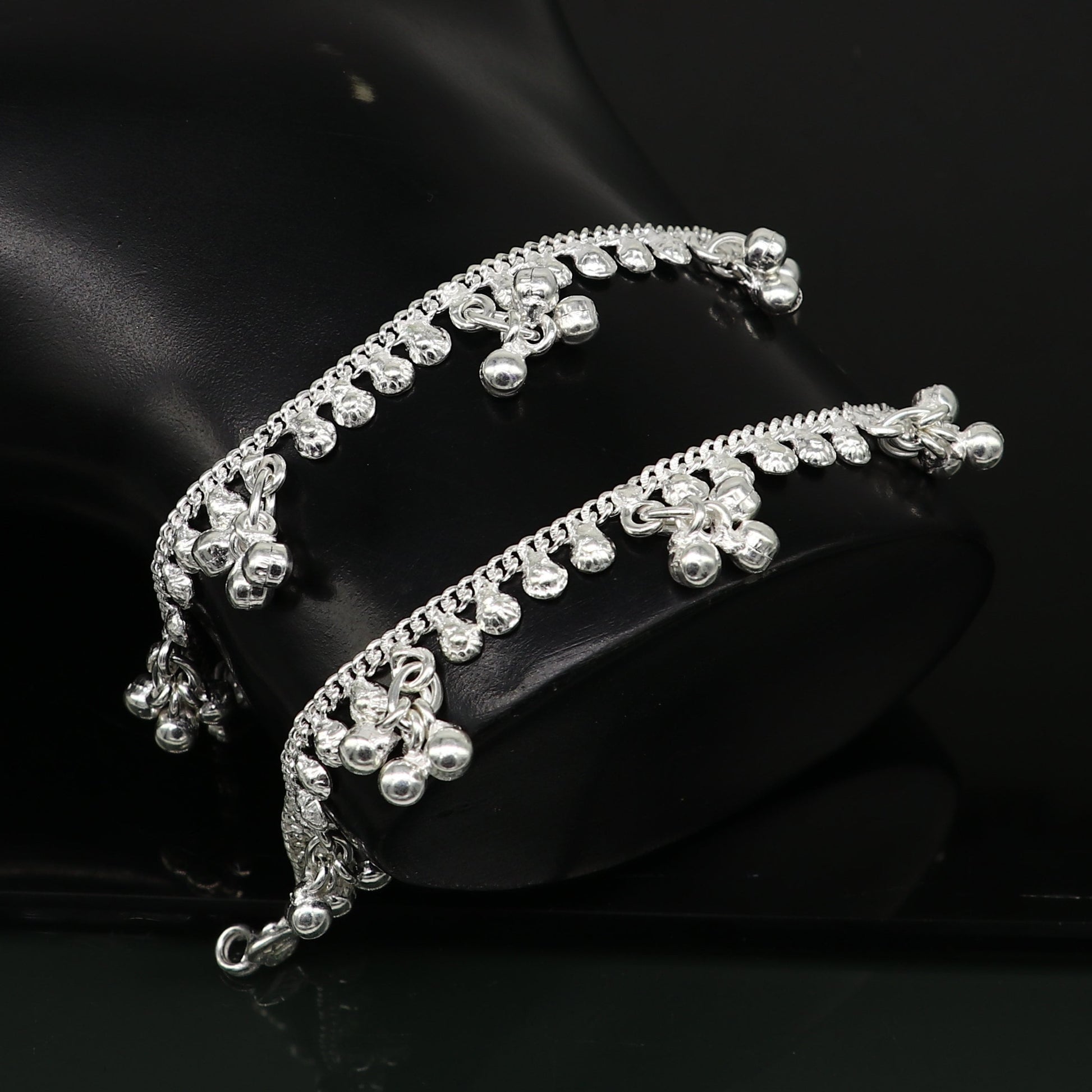 5.5" inch handmade solid sterling silver baby kids ankle bracelet unisex baby anklet foot bracelet customized charm kids bracelet ank423 - TRIBAL ORNAMENTS