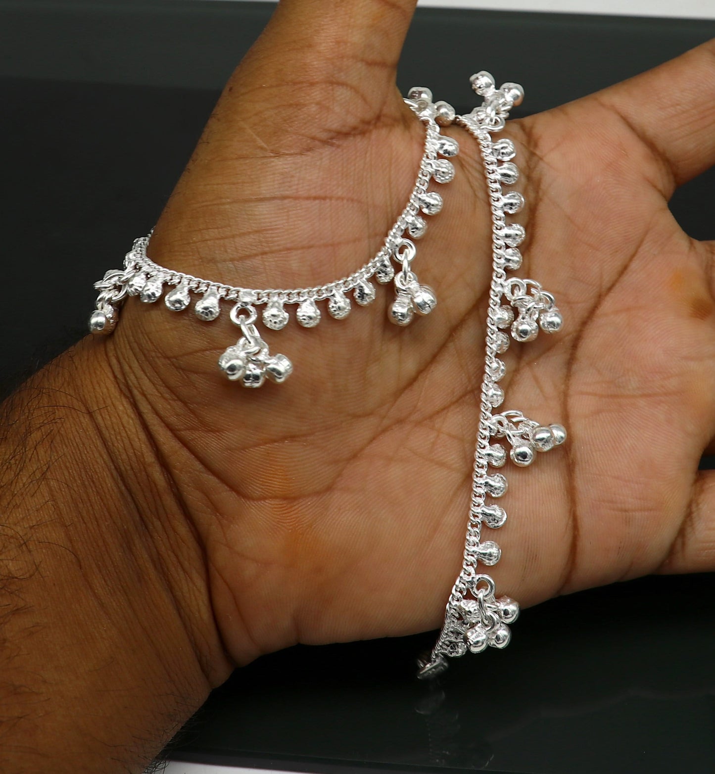 5.5" inch handmade solid sterling silver baby kids ankle bracelet unisex baby anklet foot bracelet customized charm kids bracelet ank423 - TRIBAL ORNAMENTS