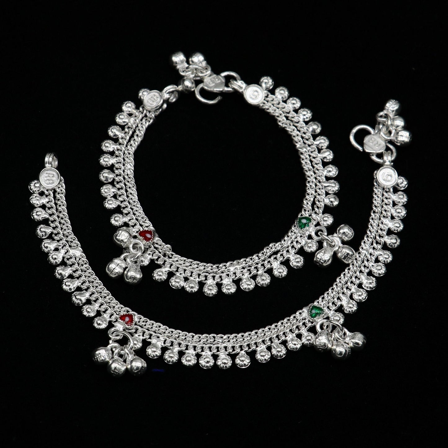 5.5" inch handmade solid sterling silver baby kids ankle bracelet unisex new born baby anklet foot bracelet customized charm bracelet ank389 - TRIBAL ORNAMENTS