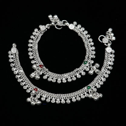 5.5" inch handmade solid sterling silver baby kids ankle bracelet unisex new born baby anklet foot bracelet customized charm bracelet ank389 - TRIBAL ORNAMENTS