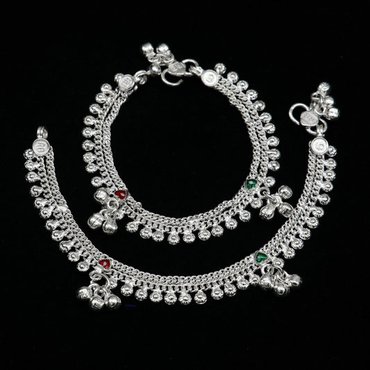 5.5" inch handmade solid sterling silver baby kids ankle bracelet unisex new born baby anklet foot bracelet customized charm bracelet ank389 - TRIBAL ORNAMENTS