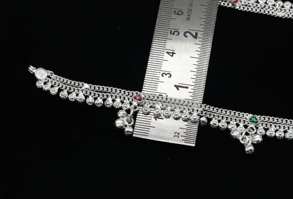 5.5" inch handmade solid sterling silver baby kids ankle bracelet unisex new born baby anklet foot bracelet customized charm bracelet ank389 - TRIBAL ORNAMENTS