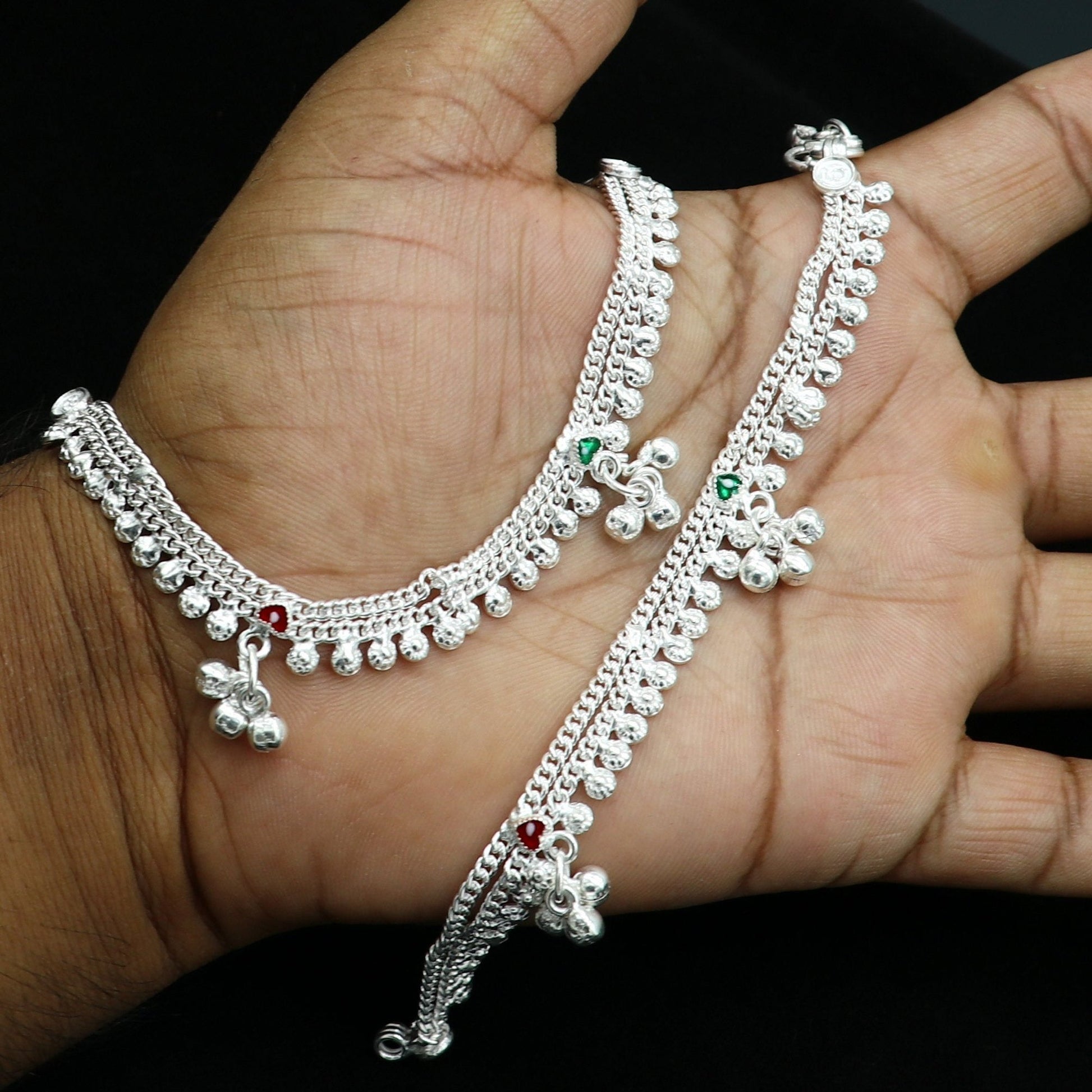 5.5" inch handmade solid sterling silver baby kids ankle bracelet unisex new born baby anklet foot bracelet customized charm bracelet ank389 - TRIBAL ORNAMENTS