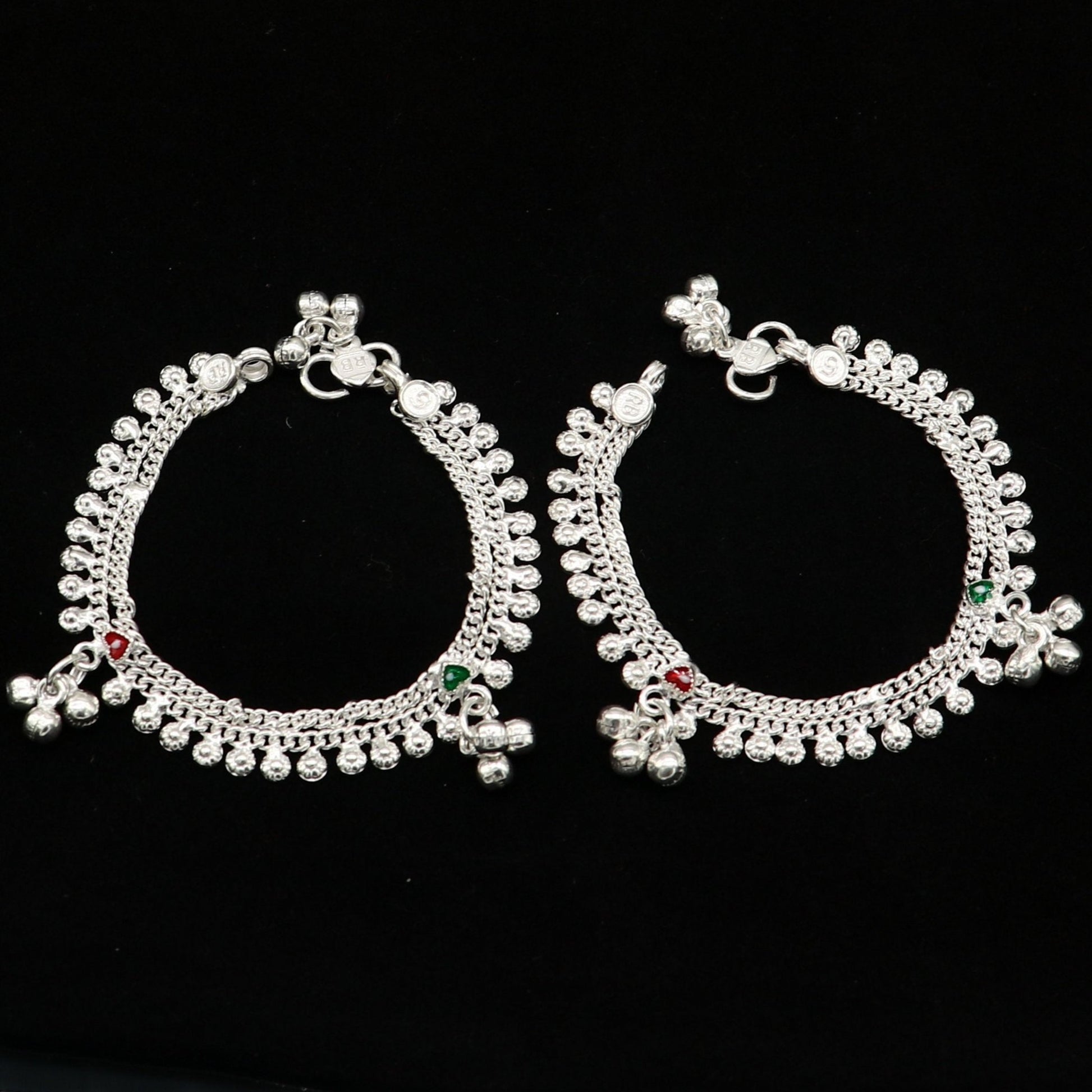 5.5" inch handmade solid sterling silver baby kids ankle bracelet unisex new born baby anklet foot bracelet customized charm bracelet ank389 - TRIBAL ORNAMENTS