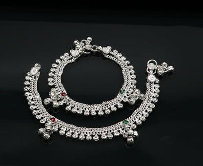 5.5" inch handmade solid sterling silver baby kids ankle bracelet unisex new born baby anklet foot bracelet customized charm bracelet ank389 - TRIBAL ORNAMENTS