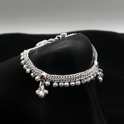 5.5" inch handmade solid sterling silver baby kids ankle bracelet unisex new born baby anklet foot bracelet customized charm bracelet ank389 - TRIBAL ORNAMENTS