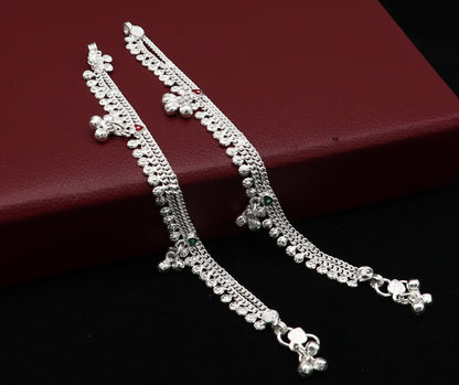 5.5" inch handmade solid sterling silver baby kids ankle bracelet unisex new born baby anklet foot bracelet customized charm bracelet ank389 - TRIBAL ORNAMENTS