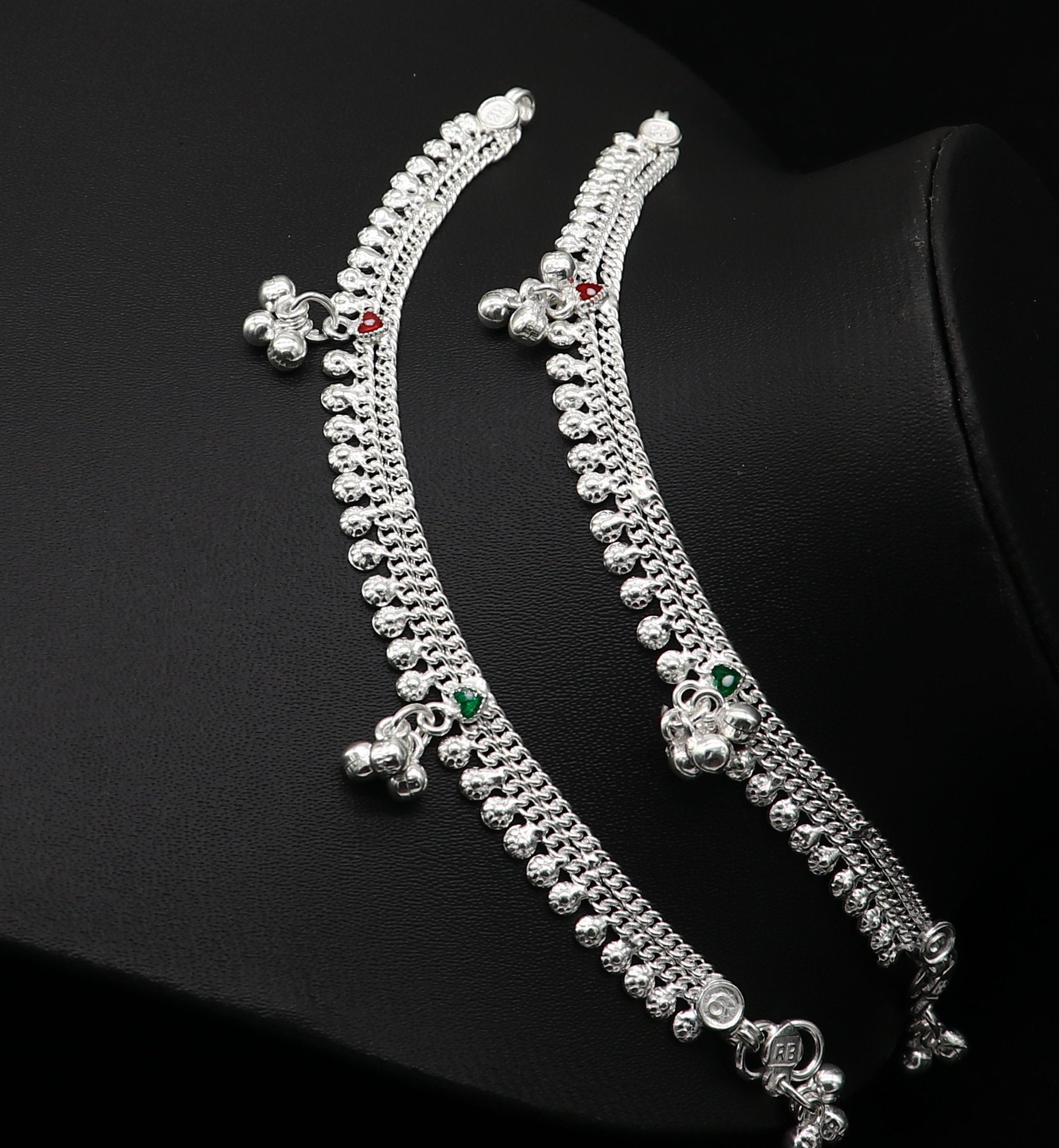 5.5" inch handmade solid sterling silver baby kids ankle bracelet unisex new born baby anklet foot bracelet customized charm bracelet ank389 - TRIBAL ORNAMENTS