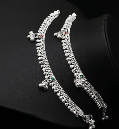 5.5" inch handmade solid sterling silver baby kids ankle bracelet unisex new born baby anklet foot bracelet customized charm bracelet ank389 - TRIBAL ORNAMENTS