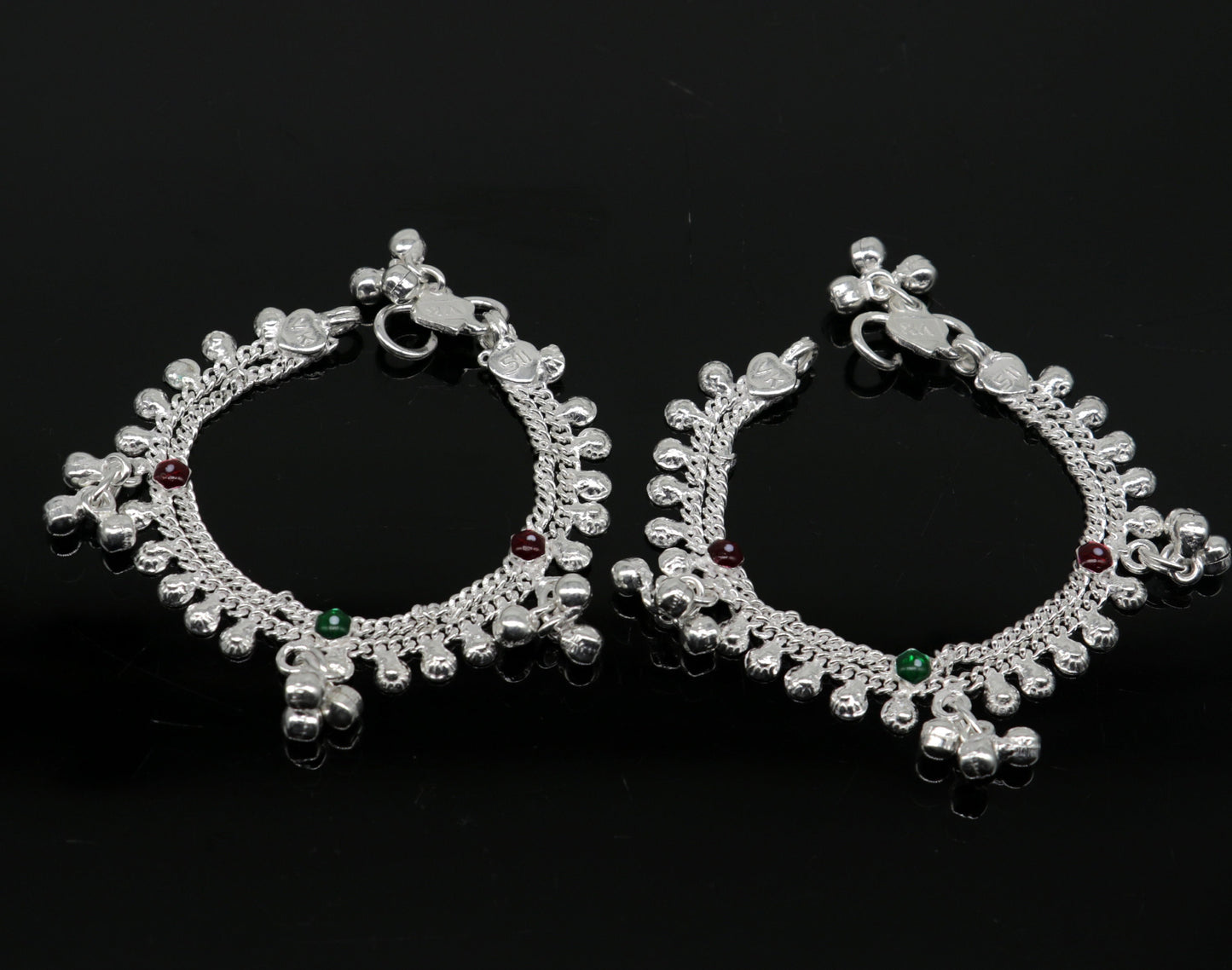 5.5" inches baby anklets Sterling silver handmade amazing ankle bracelet kids anklet noisy sound bells charm anklets jewelry india ank413 - TRIBAL ORNAMENTS