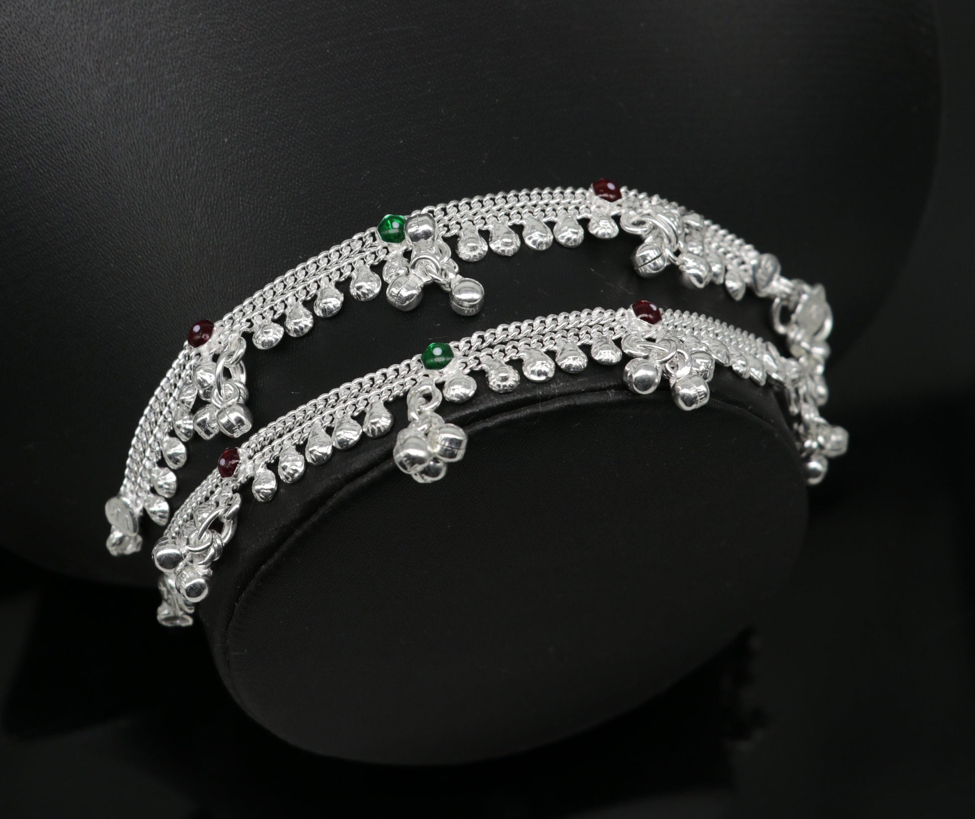 5.5" inches baby anklets Sterling silver handmade amazing ankle bracelet kids anklet noisy sound bells charm anklets jewelry india ank413 - TRIBAL ORNAMENTS