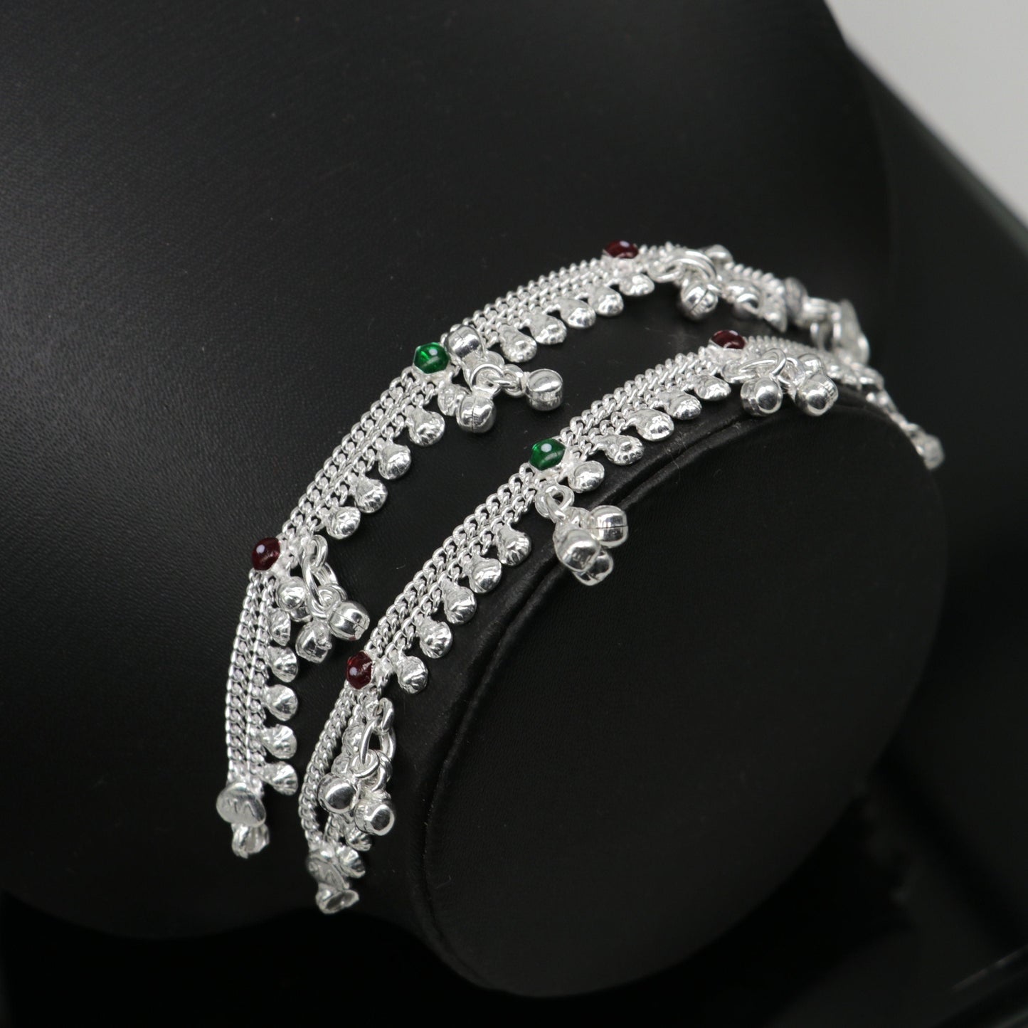 5.5" inches baby anklets Sterling silver handmade amazing ankle bracelet kids anklet noisy sound bells charm anklets jewelry india ank413 - TRIBAL ORNAMENTS