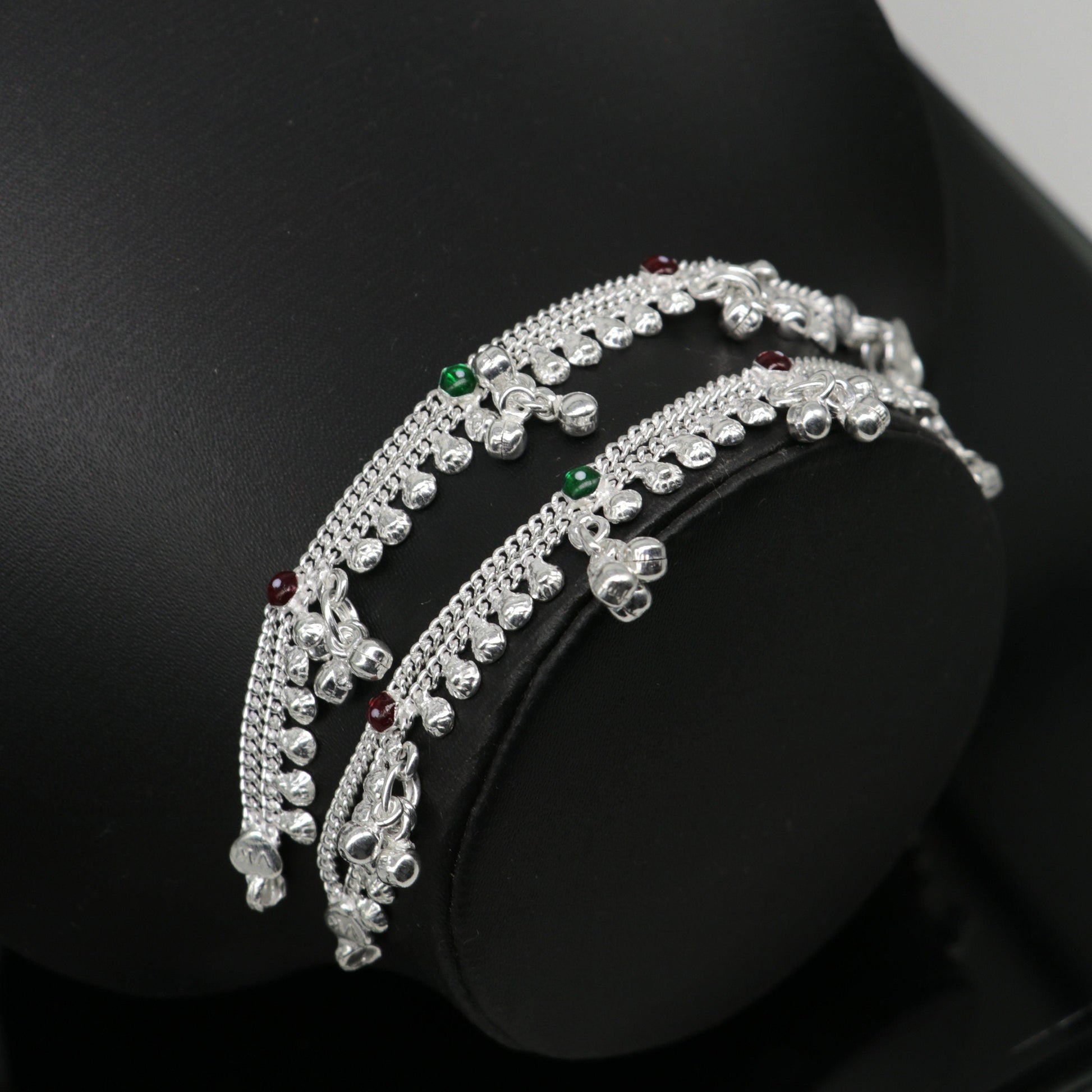 5.5" inches baby anklets Sterling silver handmade amazing ankle bracelet kids anklet noisy sound bells charm anklets jewelry india ank413 - TRIBAL ORNAMENTS