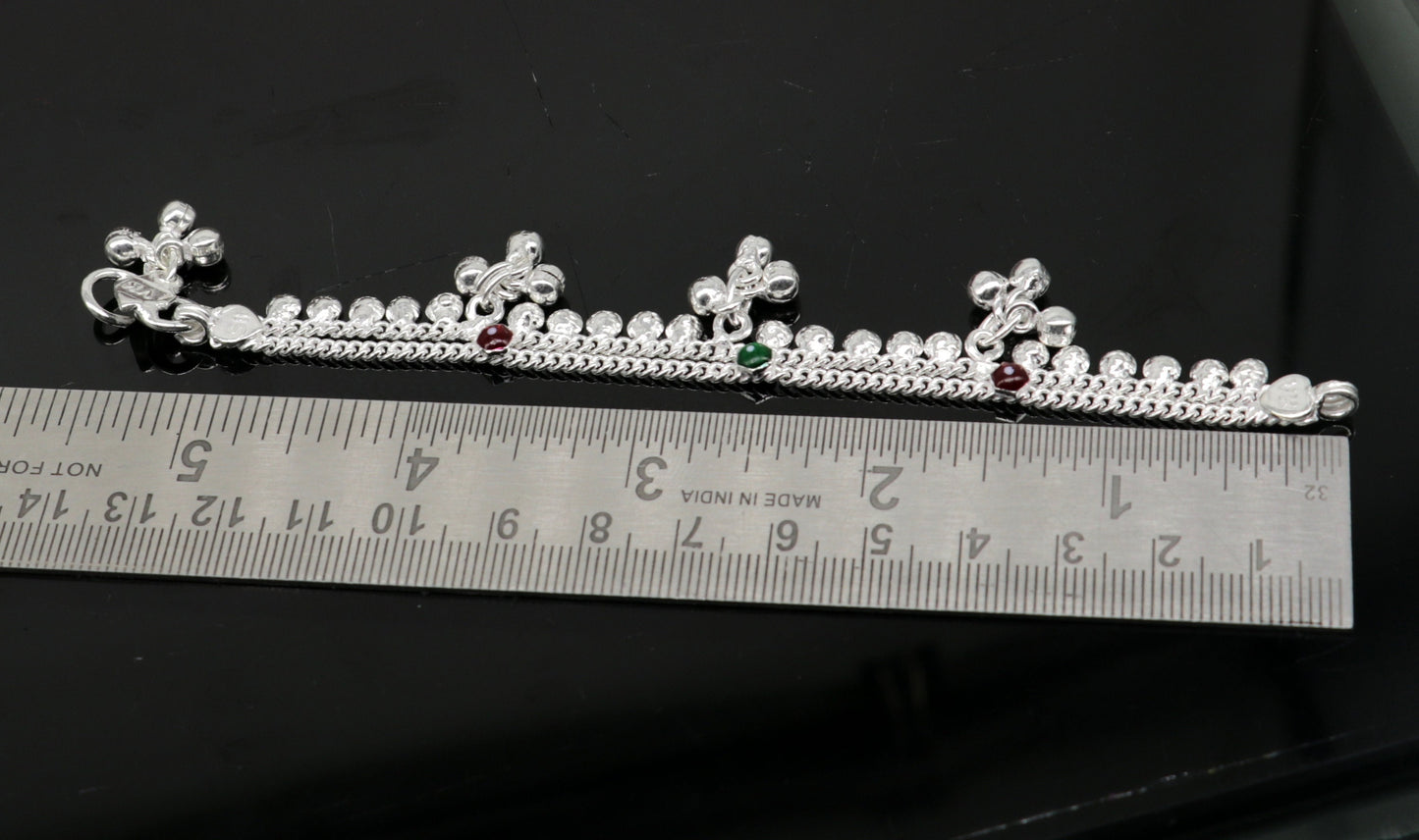 5.5" inches baby anklets Sterling silver handmade amazing ankle bracelet kids anklet noisy sound bells charm anklets jewelry india ank413 - TRIBAL ORNAMENTS
