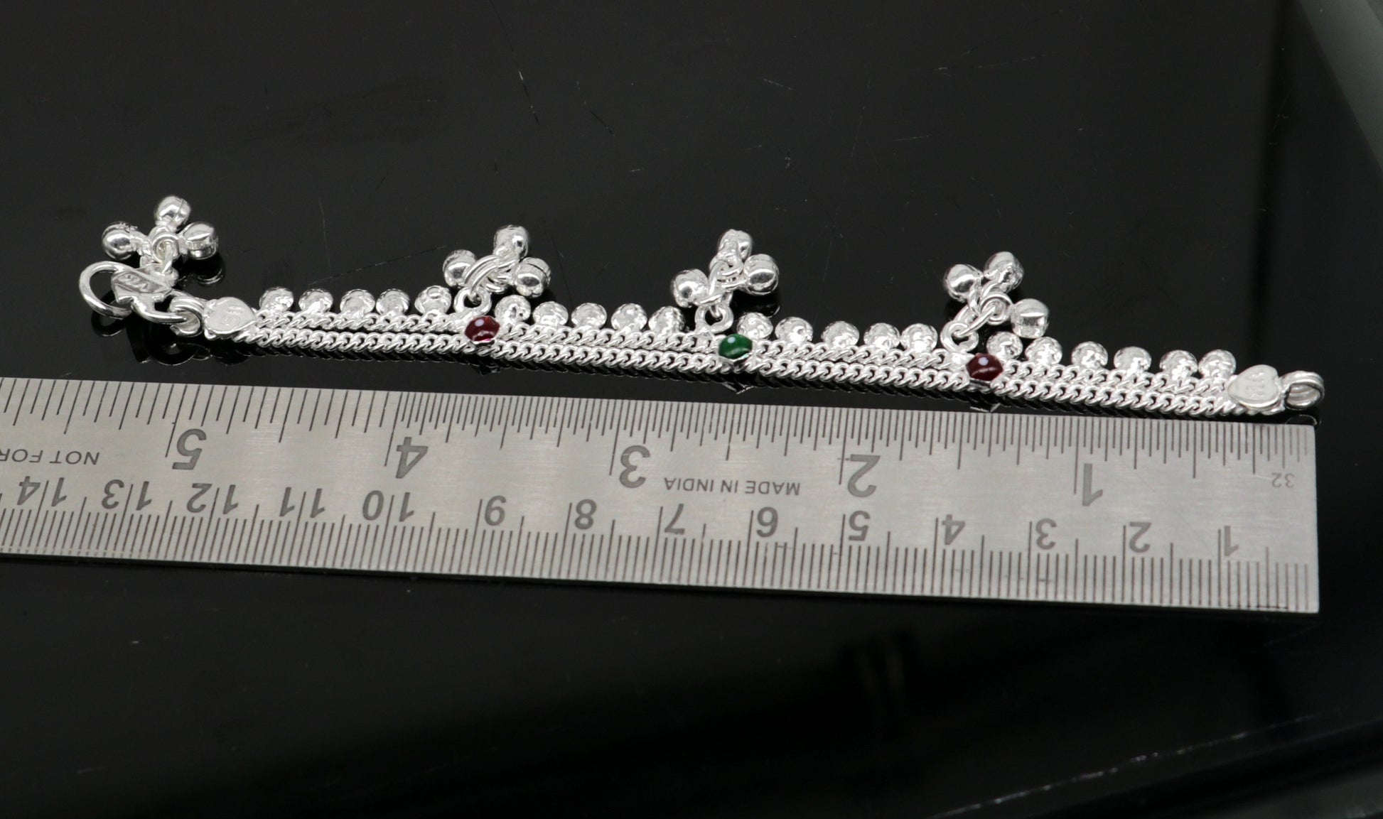 5.5" inches baby anklets Sterling silver handmade amazing ankle bracelet kids anklet noisy sound bells charm anklets jewelry india ank413 - TRIBAL ORNAMENTS