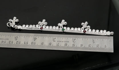 Sterling silver 5.5-inch baby anklets with handmade bells and charms, tribal jewelry design for kids from Tribal Ornaments.