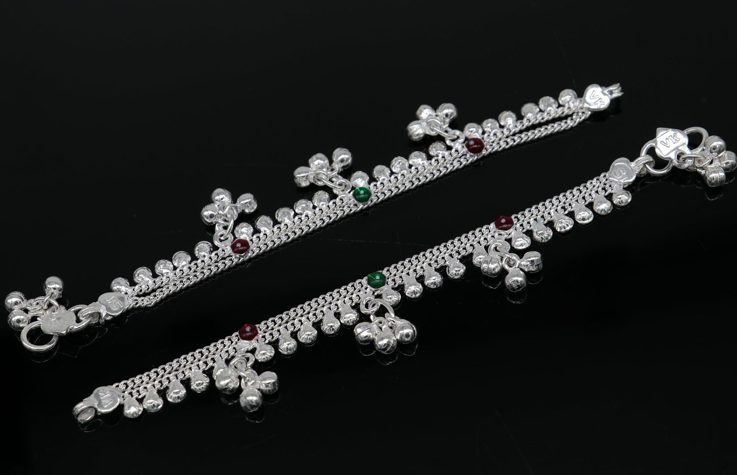 5.5" inches handmade solid sterling silver baby kids ankle bracelet unisex baby anklet foot bracelet customized charm noisy bracelet ank414 - TRIBAL ORNAMENTS