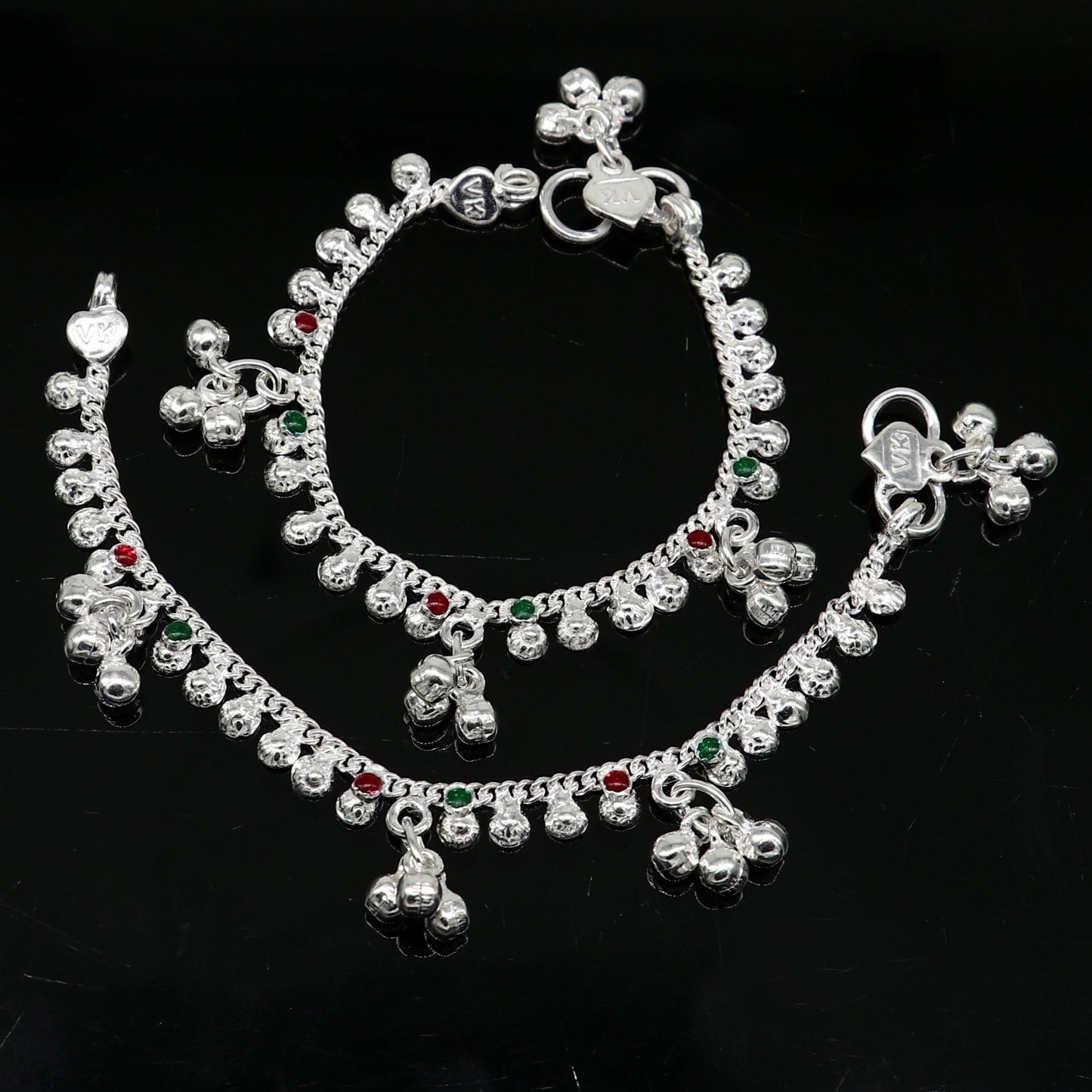 5.5" inches long handmade solid sterling silver baby kids ankle bracelet elegant dainty customized charm bracelet unisex baby jewelry ank426 - TRIBAL ORNAMENTS