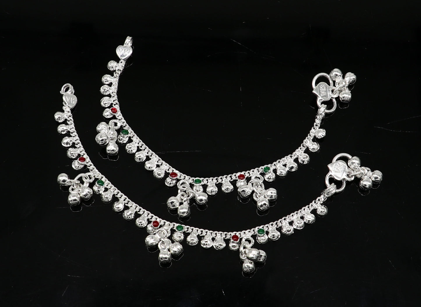 5.5" inches long handmade solid sterling silver baby kids ankle bracelet elegant dainty customized charm bracelet unisex baby jewelry ank426 - TRIBAL ORNAMENTS