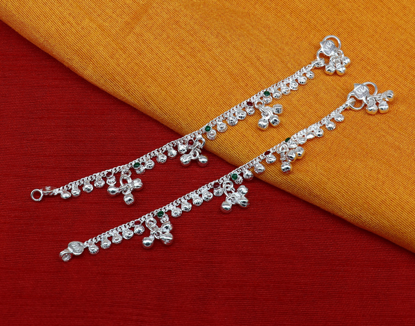 5.5" inches long handmade solid sterling silver baby kids ankle bracelet elegant dainty customized charm bracelet unisex baby jewelry ank426 - TRIBAL ORNAMENTS