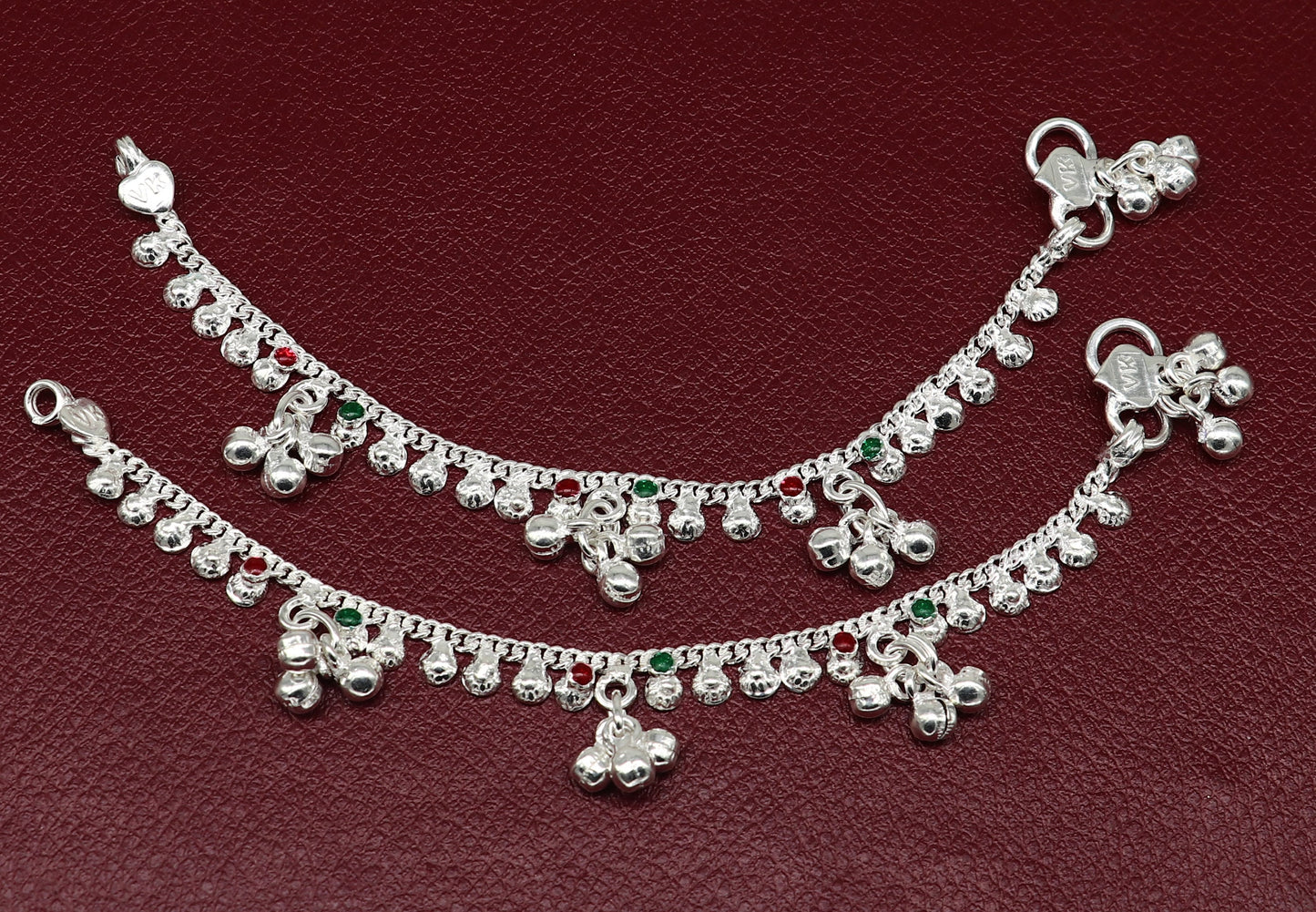 5.5" inches long handmade solid sterling silver baby kids ankle bracelet elegant dainty customized charm bracelet unisex baby jewelry ank426 - TRIBAL ORNAMENTS