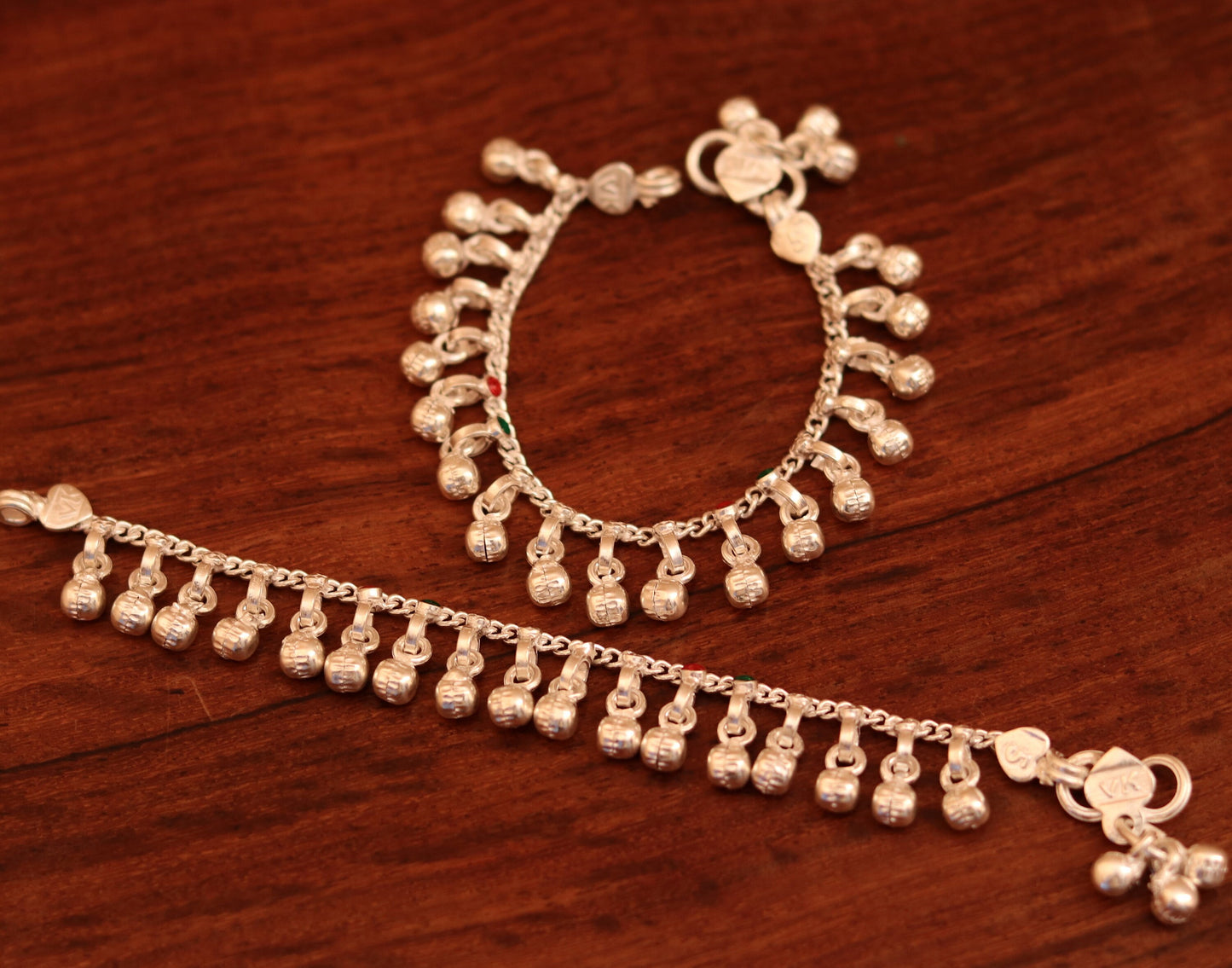 5.5" Real Sterling silver handmade amazing silver ankle bracelet baby anklet noisy sound charm jewelry from Rajasthan India ank151 - TRIBAL ORNAMENTS