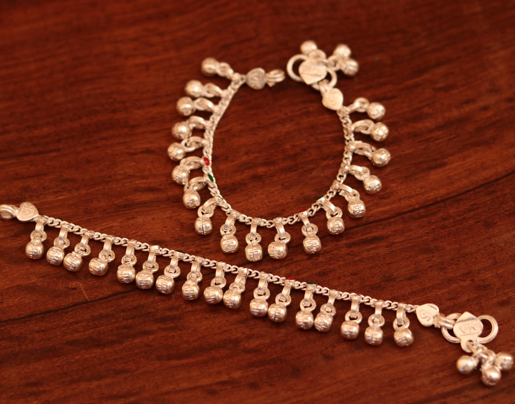 5.5" Real Sterling silver handmade amazing silver ankle bracelet baby anklet noisy sound charm jewelry from Rajasthan India ank151 - TRIBAL ORNAMENTS