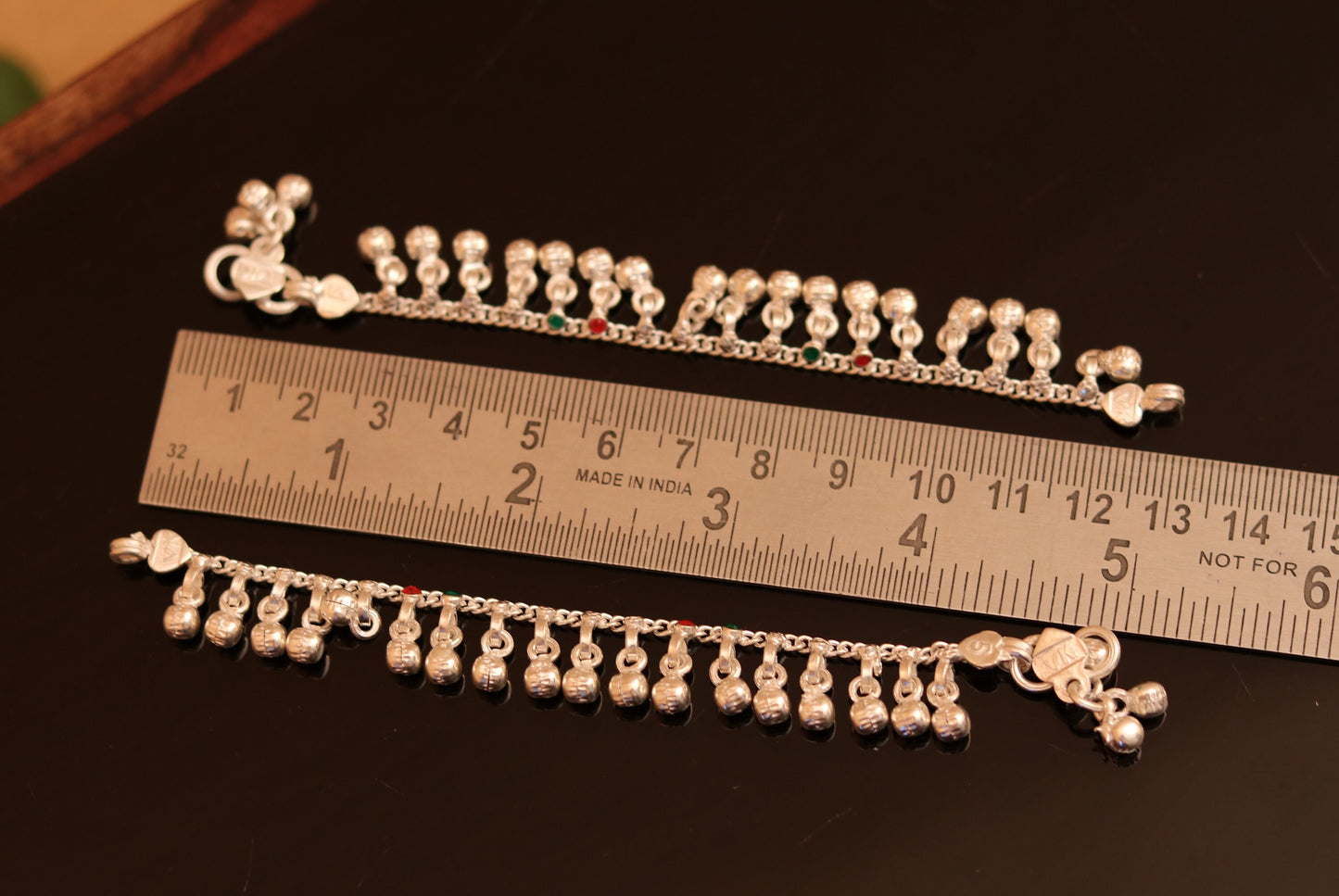 5.5" Real Sterling silver handmade amazing silver ankle bracelet baby anklet noisy sound charm jewelry from Rajasthan India ank151 - TRIBAL ORNAMENTS