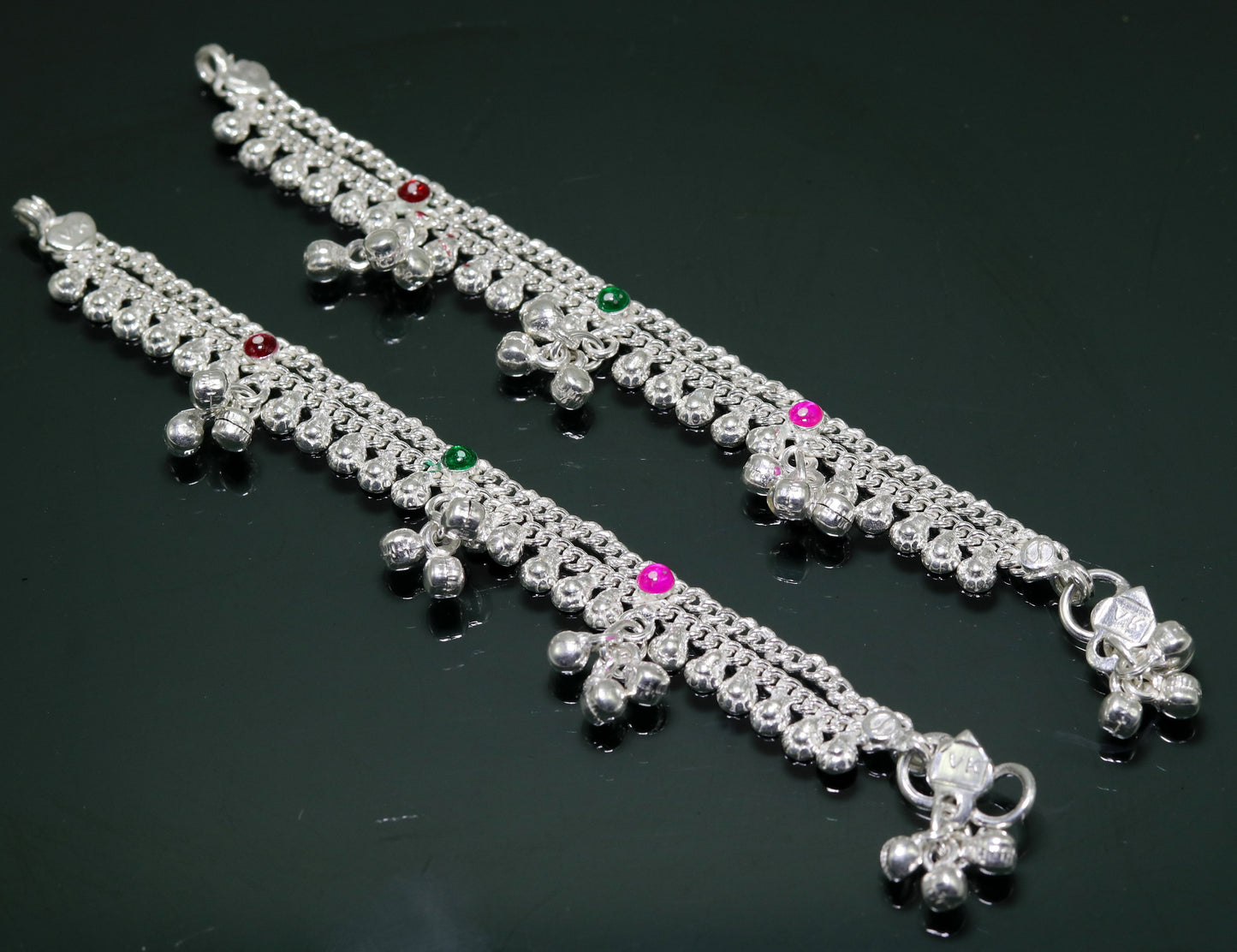 5.5" sterling silver handmade baby kids ankle bracelet noisy sound bells charm anklets jewelry belly dance gifting jewelry ank201 - TRIBAL ORNAMENTS