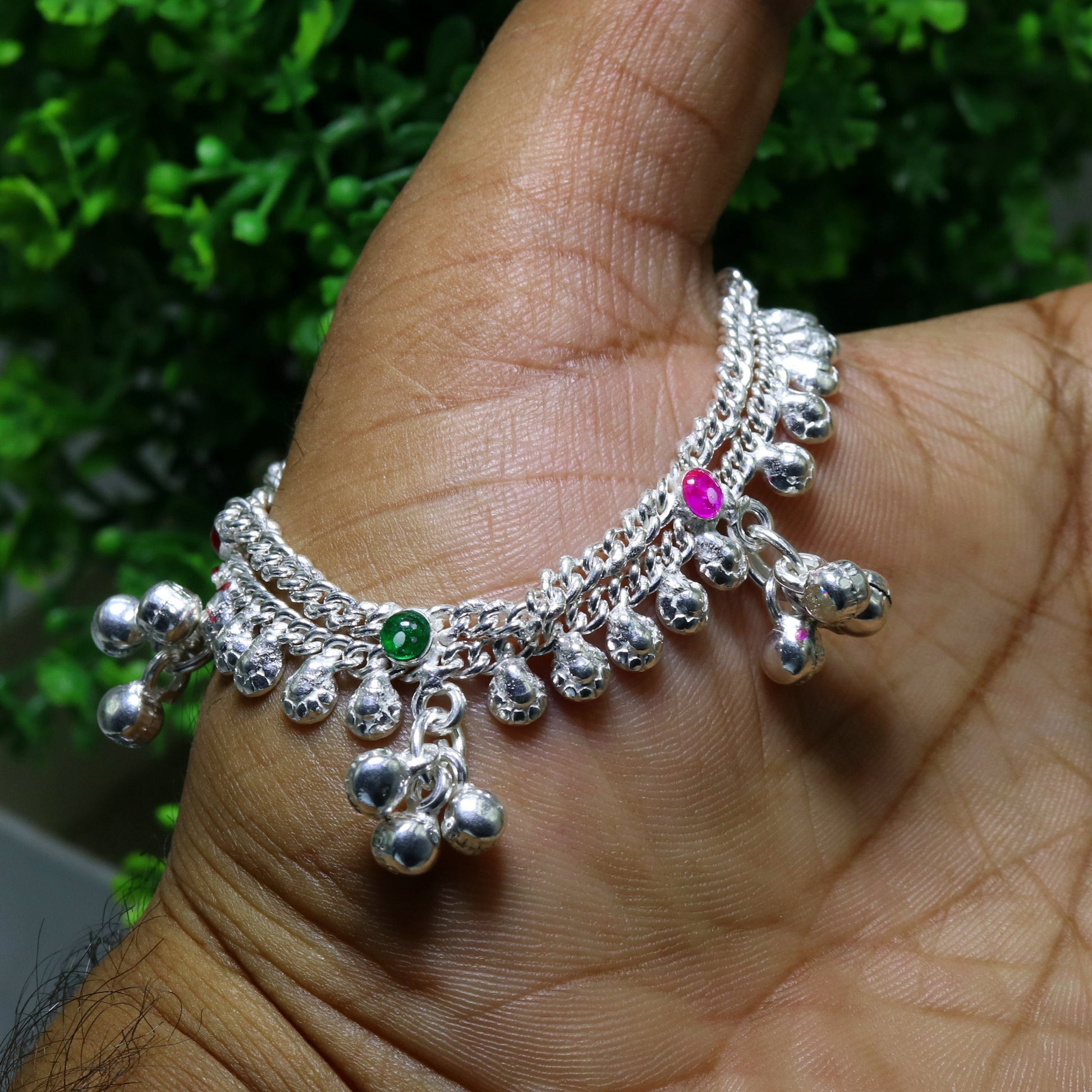 5.5" sterling silver handmade baby kids ankle bracelet noisy sound bells charm anklets jewelry belly dance gifting jewelry ank201 - TRIBAL ORNAMENTS