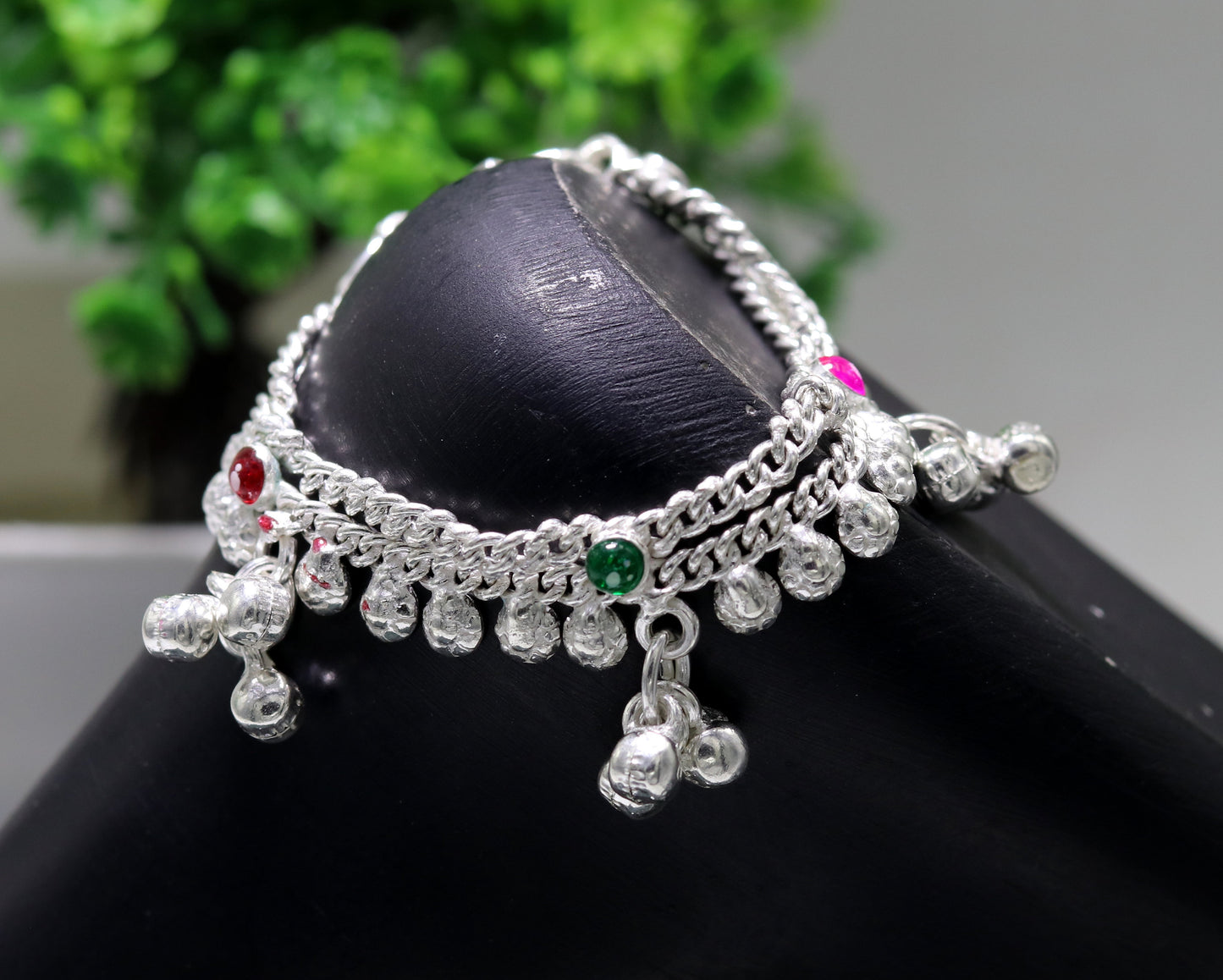 5.5" sterling silver handmade baby kids ankle bracelet noisy sound bells charm anklets jewelry belly dance gifting jewelry ank201 - TRIBAL ORNAMENTS