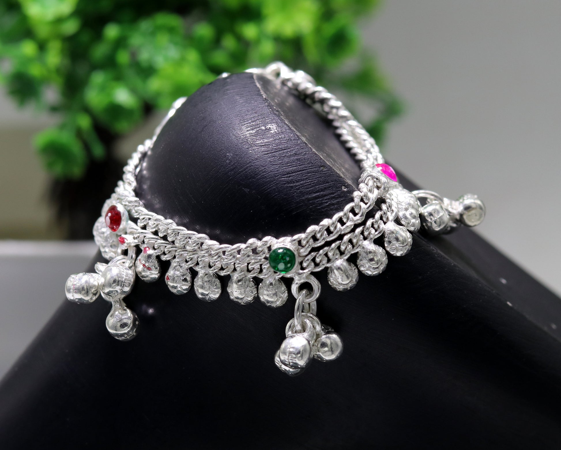 5.5" sterling silver handmade baby kids ankle bracelet noisy sound bells charm anklets jewelry belly dance gifting jewelry ank201 - TRIBAL ORNAMENTS