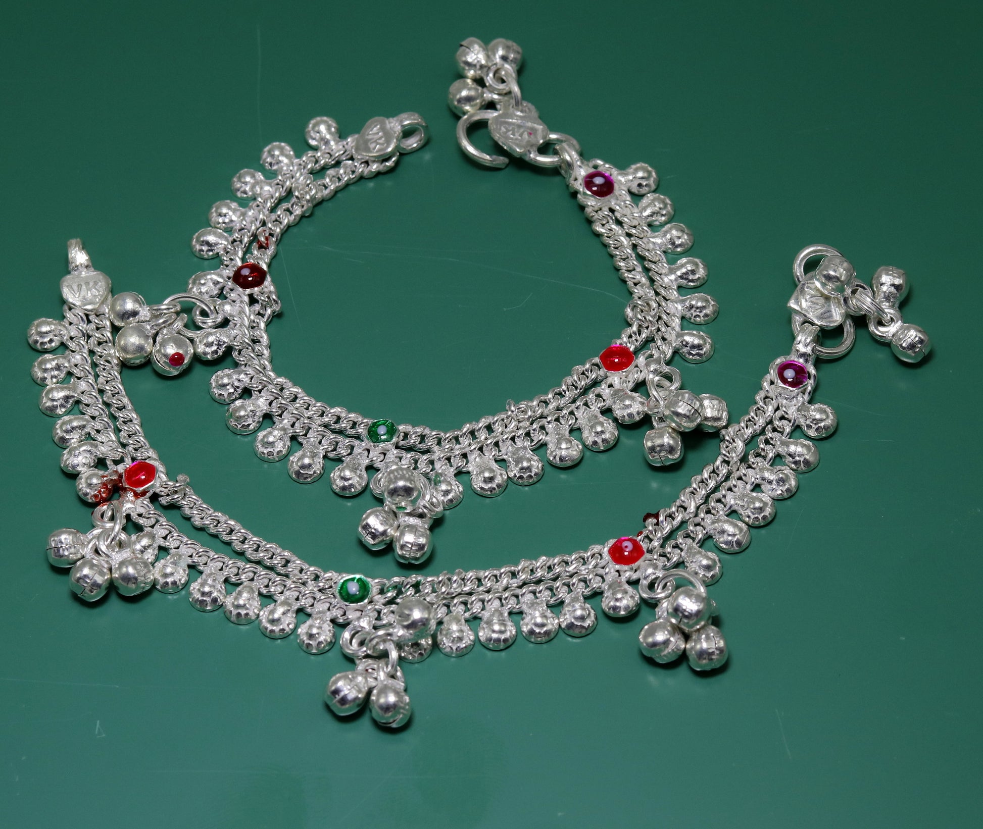 5.5" sterling silver handmade baby kids ankle bracelet noisy sound bells customized charm anklets jewelry belly dance gifting jewelry ank203 - TRIBAL ORNAMENTS