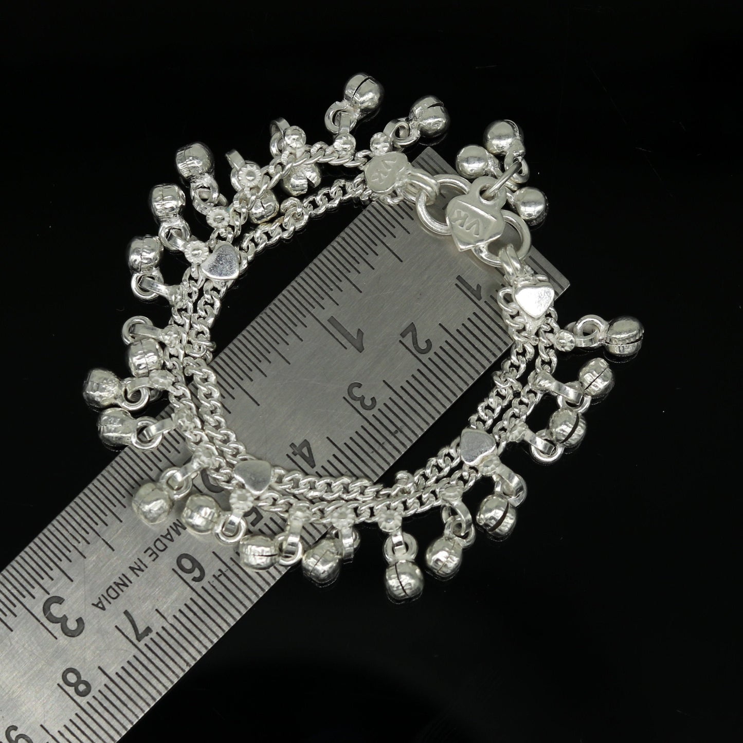 5.6" long Sterling silver handmade amazing silver ankle bracelet baby anklet noisy sound charm customized anklet personalized gifting ank214 - TRIBAL ORNAMENTS