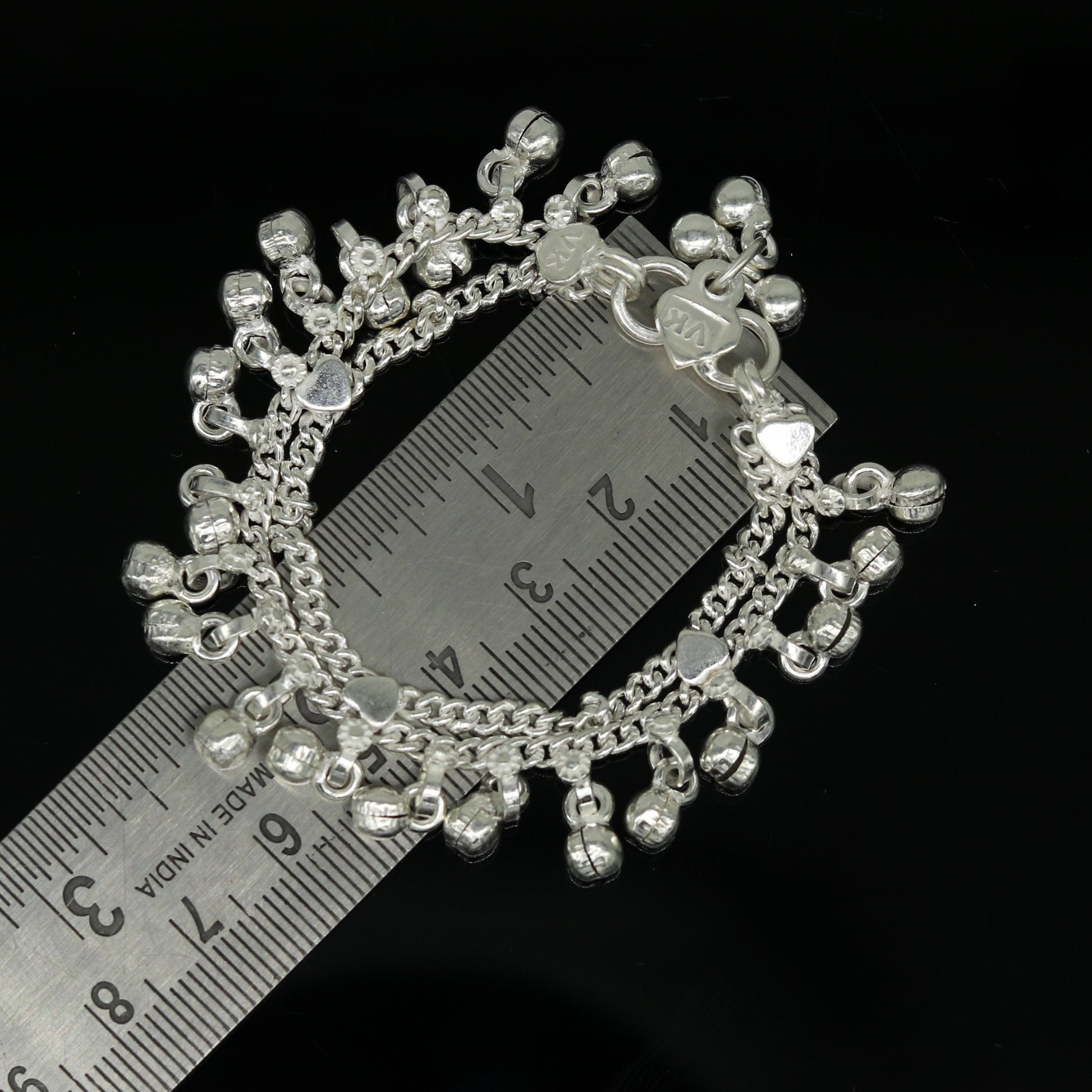 5.6" long Sterling silver handmade amazing silver ankle bracelet baby anklet noisy sound charm customized anklet personalized gifting ank214 - TRIBAL ORNAMENTS