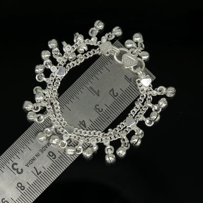 5.6" long Sterling silver handmade amazing silver ankle bracelet baby anklet noisy sound charm customized anklet personalized gifting ank214 - TRIBAL ORNAMENTS