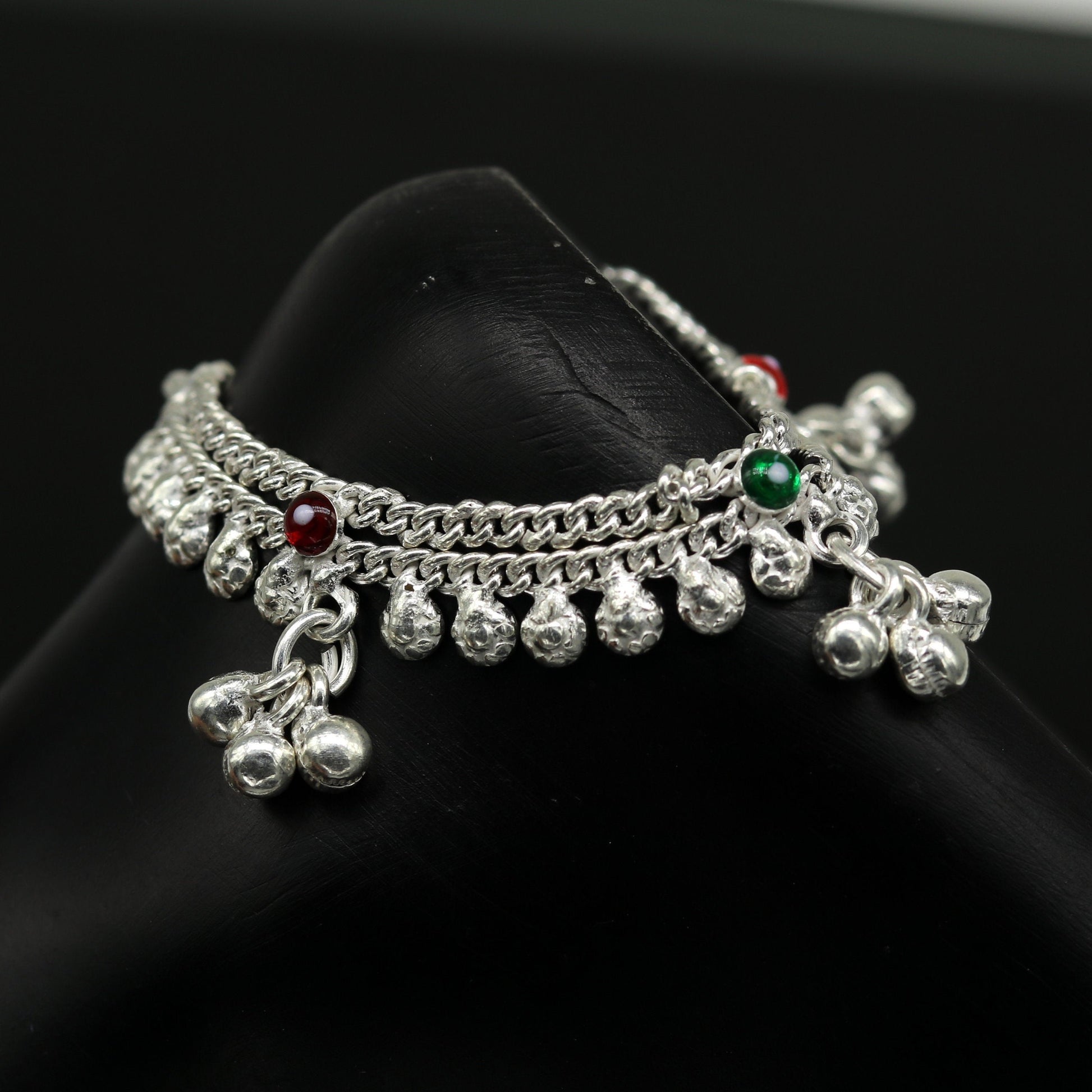 5.6" long Sterling silver handmade amazing silver ankle bracelet baby anklet noisy sound charm customized anklet personalized gifting ank221 - TRIBAL ORNAMENTS