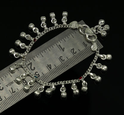 5.8" Inches long sterling silver handmade gorgeous charm baby anklets, excellent hanging noisy bells kids customized kids jewelry ank241 - TRIBAL ORNAMENTS