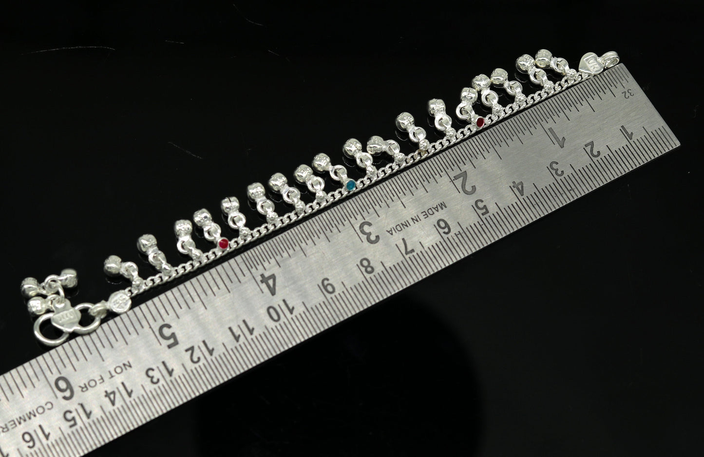 5.8" Inches long sterling silver handmade gorgeous charm baby anklets, excellent hanging noisy bells kids customized kids jewelry ank241 - TRIBAL ORNAMENTS