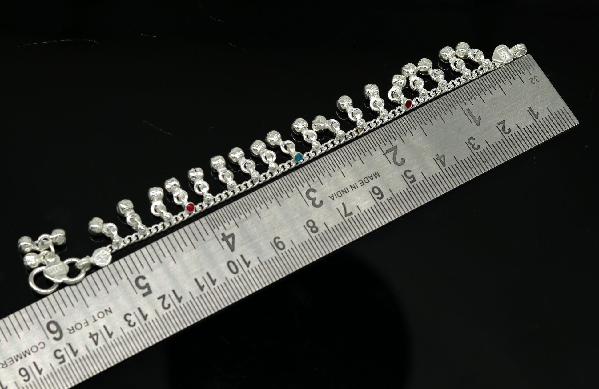 5.8" Inches long sterling silver handmade gorgeous charm baby anklets, excellent hanging noisy bells kids customized kids jewelry ank241 - TRIBAL ORNAMENTS