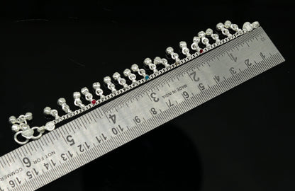 5.8" Inches long sterling silver handmade gorgeous charm baby anklets, excellent hanging noisy bells kids customized kids jewelry ank241 - TRIBAL ORNAMENTS