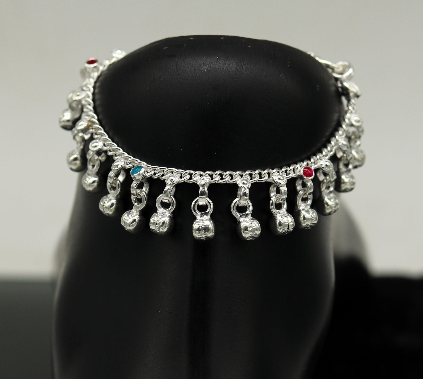 5.8" Inches long sterling silver handmade gorgeous charm baby anklets, excellent hanging noisy bells kids customized kids jewelry ank241 - TRIBAL ORNAMENTS