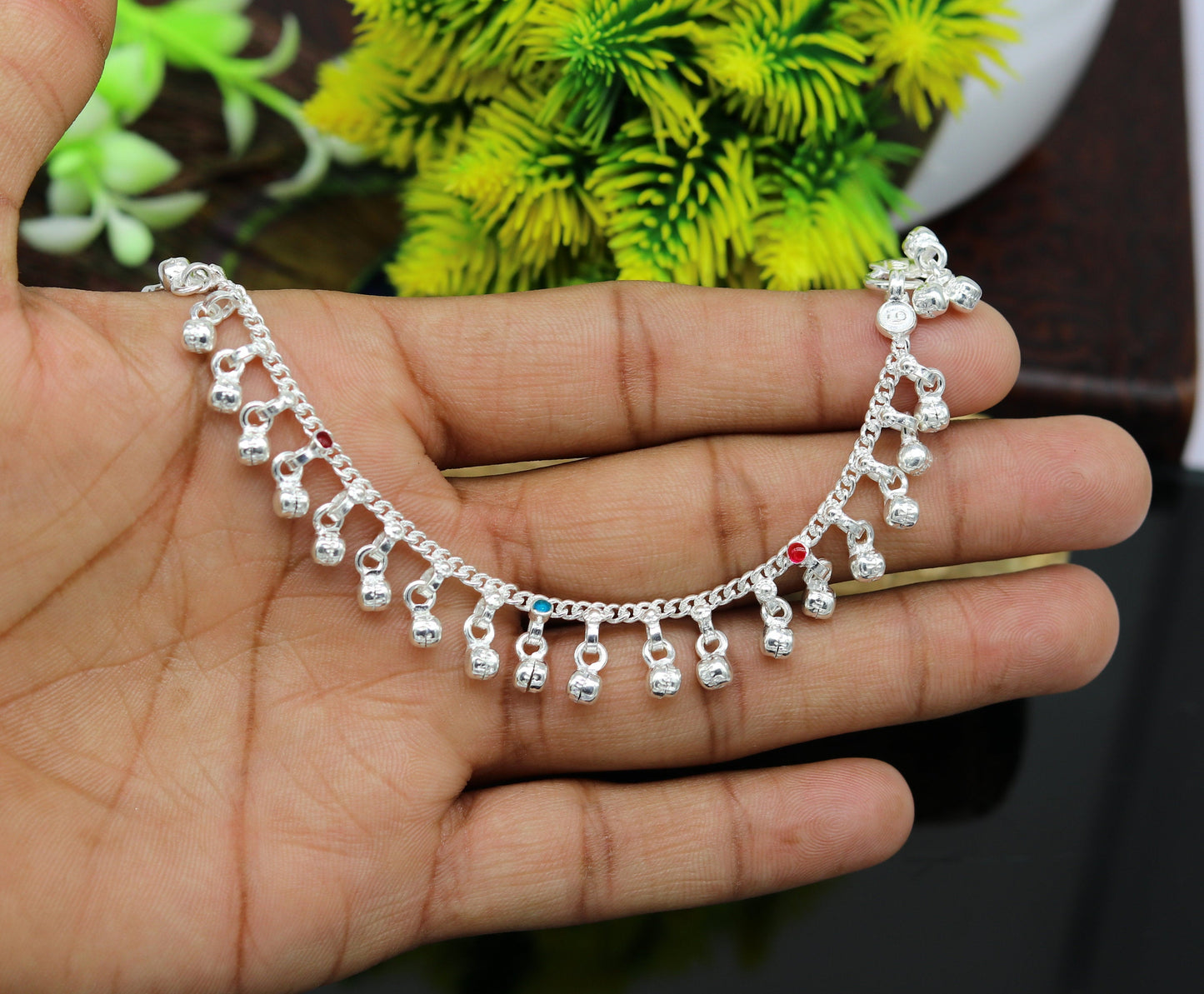 5.8" long trendy stylish baby anklets bracelet, single chain jingling belly ankle bracelet, personalized gifting kids jewelry ank254 - TRIBAL ORNAMENTS