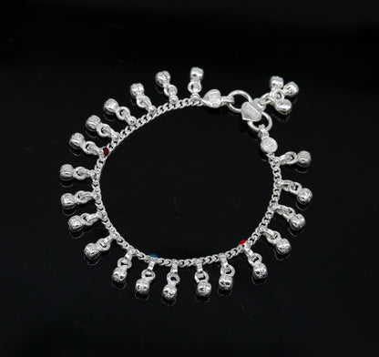 5.8" long trendy stylish baby anklets bracelet, single chain jingling belly ankle bracelet, personalized gifting kids jewelry ank254 - TRIBAL ORNAMENTS