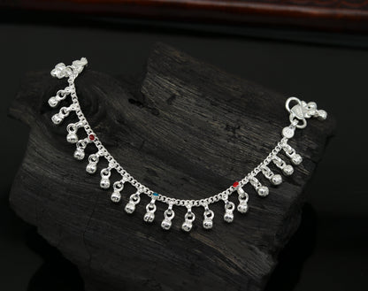 5.8" long trendy stylish baby anklets bracelet, single chain jingling belly ankle bracelet, personalized gifting kids jewelry ank254 - TRIBAL ORNAMENTS