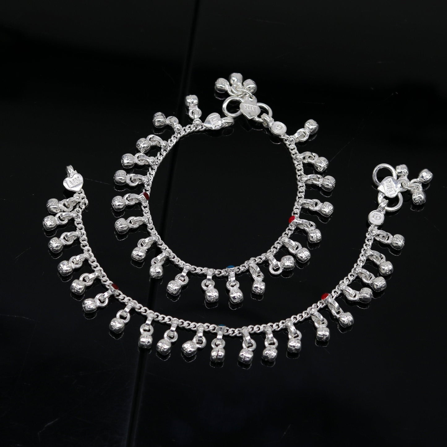 5.8" long trendy stylish baby anklets bracelet, single chain jingling belly ankle bracelet, personalized gifting kids jewelry ank254 - TRIBAL ORNAMENTS